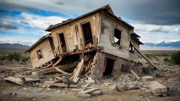 Une maison en ruines après un tremblement de terre