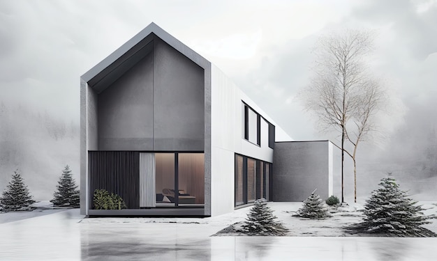 Maison scandinave au design moderne IA générative