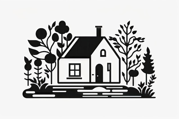 Maison simple avec illustration de jardin