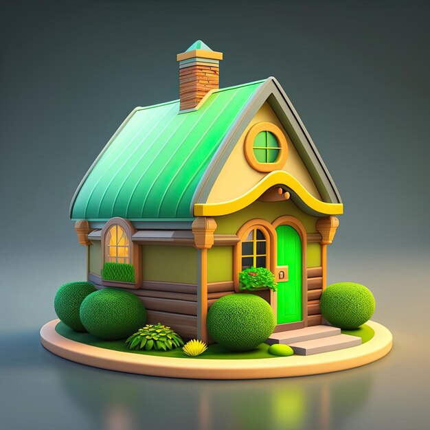 Maison stylisée avec toit vert