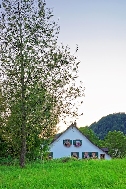 Maison suisse à Turbenthal avec Alpes suisses dans le district de Winterthur, canton de Zurich en Suisse.