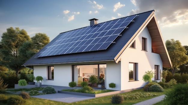 Maison avec système photovoltaïque sur le toit