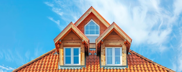 Photo une maison avec un toit et une fenêtre avec le ciel en arrière-plan