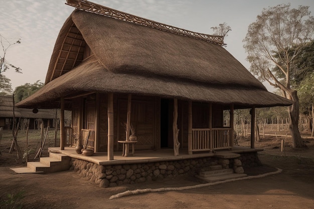 Une maison de village traditionnelle d'Indonésie