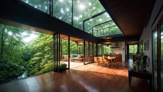 Une maison avec vue sur la forêt