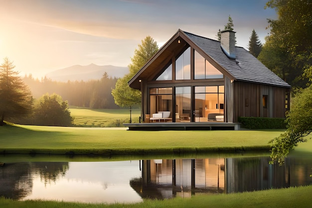 Une maison avec vue sur les montagnes