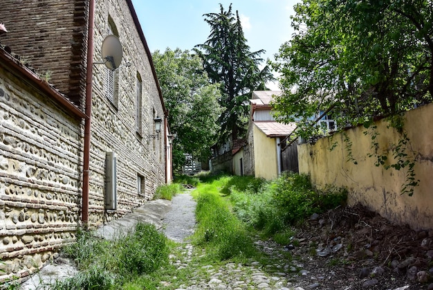 Maisons anciennes avec balcons sculptés dans les rues Sighnaghi de la vallée de Sighnaghi Alazani Mai 2019 Géorgie