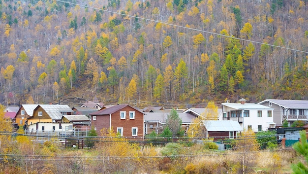 Photo des maisons et des arbres dans la forêt