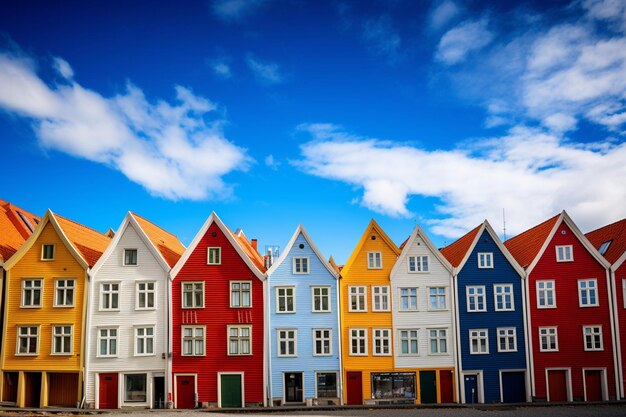 Photo des maisons en bois colorées à bergens bryggen