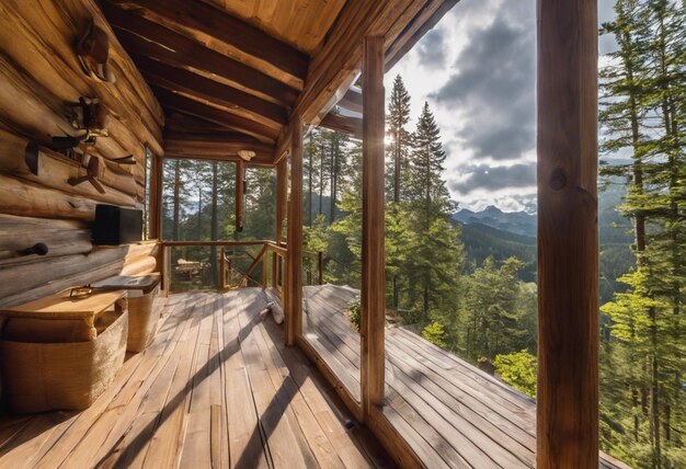 Photo des maisons en bois en harmonie avec la nature