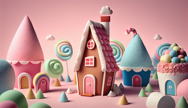 Maisons Candyland à base de guimauve et de bonbons