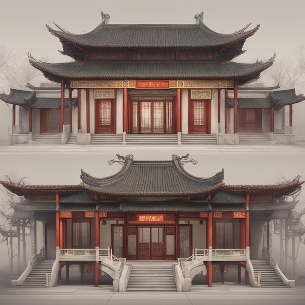 Photo maisons chinoises traditionnelles historiques