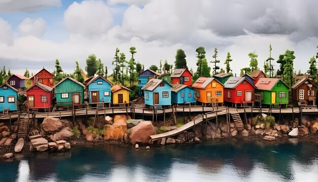 Des maisons colorées au bord de la rivière