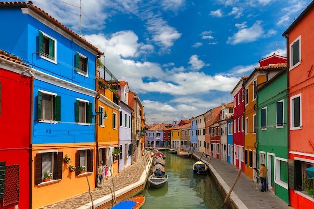 Maisons colorées sur le Burano Venise Italie