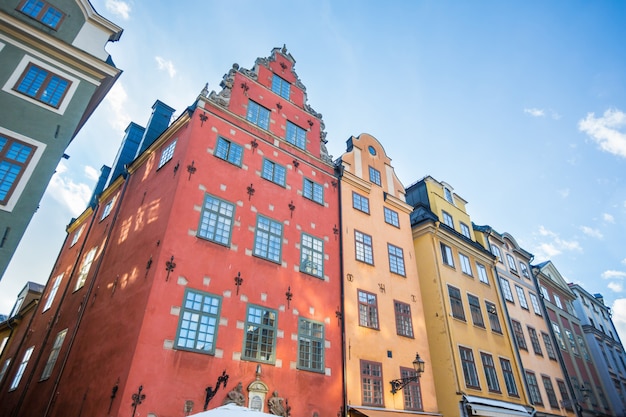 Maisons colorées dans la vieille ville de Stockholm