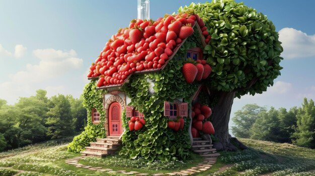 maisons de dessins animés en fraises