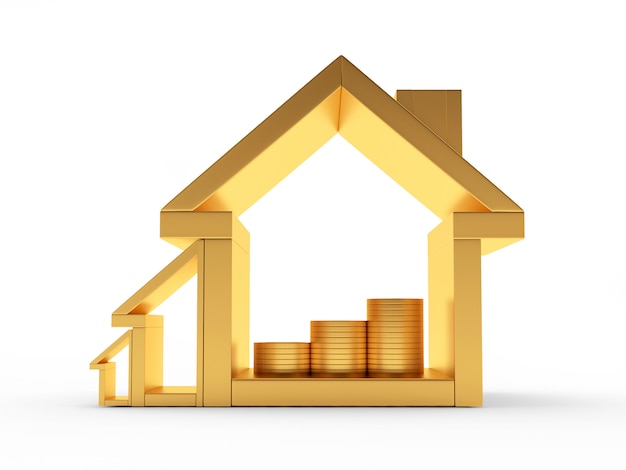 Maisons dorées de différentes tailles avec des pièces