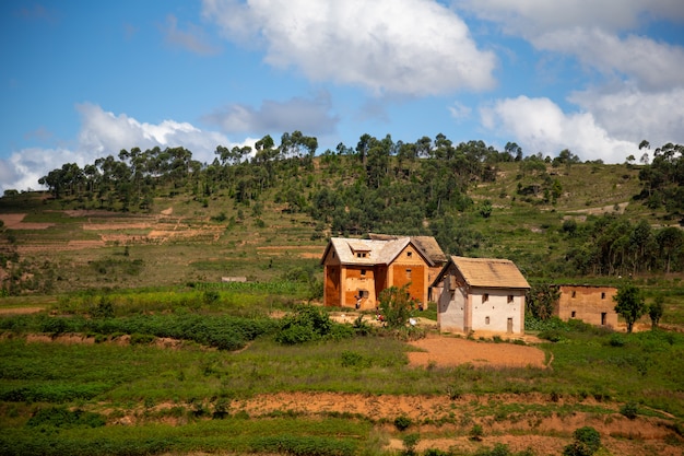 Les maisons des habitants de l'île de Madagascar