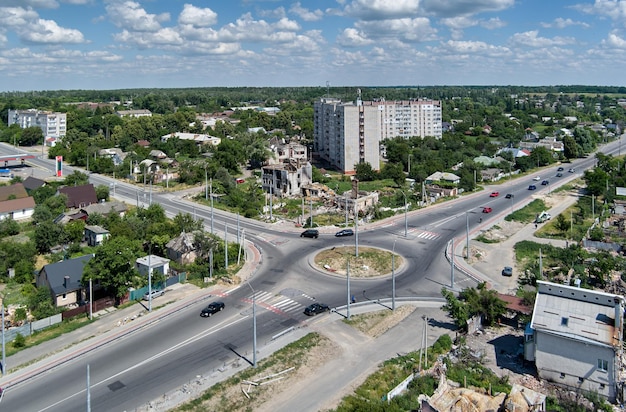 Maisons en ruines endommagées à Tchernihiv près de Kyiv au nord de l'Ukraine