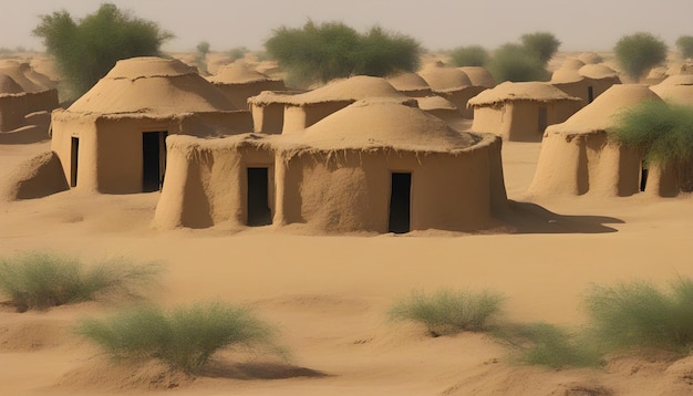 Des maisons de sable dans le désert