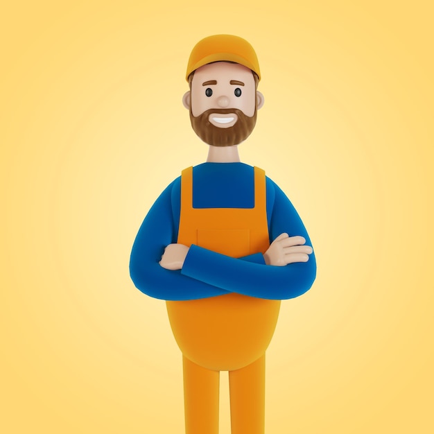 Maître pendant une heure Builder Illustration 3D en style cartoon