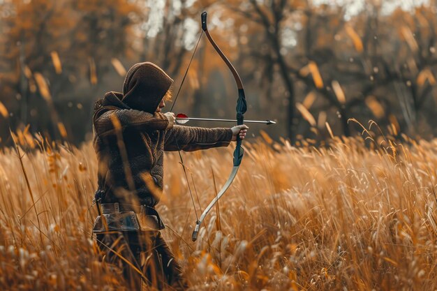 Photo la maîtrise de l'art de la chasse à l'arc guide d'un photographe pour capturer le frisson de la chasserie avec un arc composé