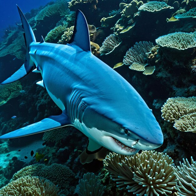 Photo la majesté bleue explore le monde énigmatique du prédateur océanique