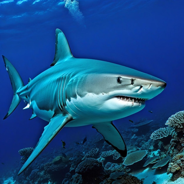 Photo la majesté bleue explore le monde énigmatique du prédateur océanique