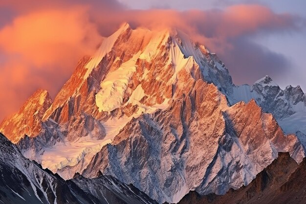 Photo la majesté de la montagne dans la lumière du soir