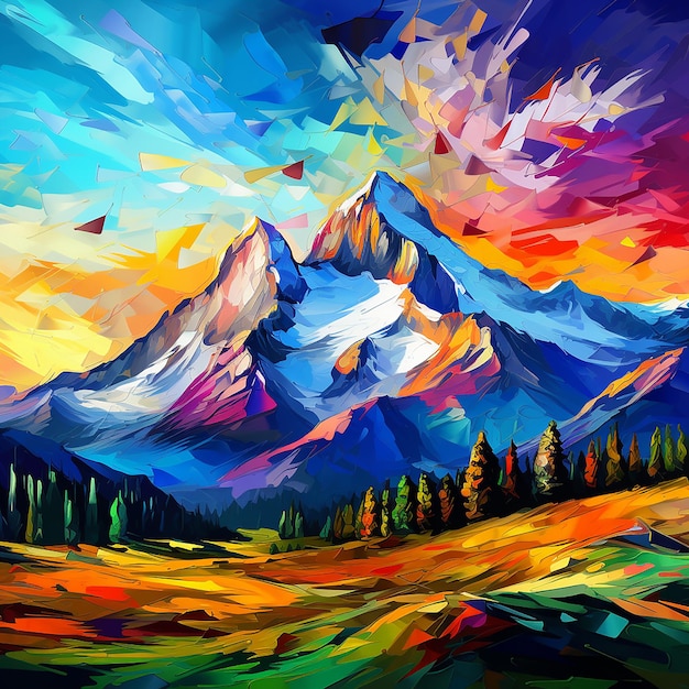 La majesté vibrante La chaîne de montagnes majestueuse dans les couleurs de la nature
