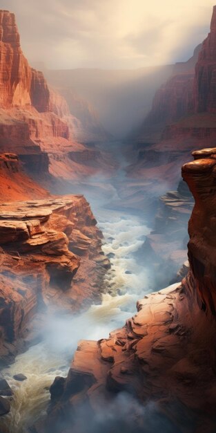 Photo majestic canyon une fusion de l'eau et de la terre dans un tonalisme hypnotisant