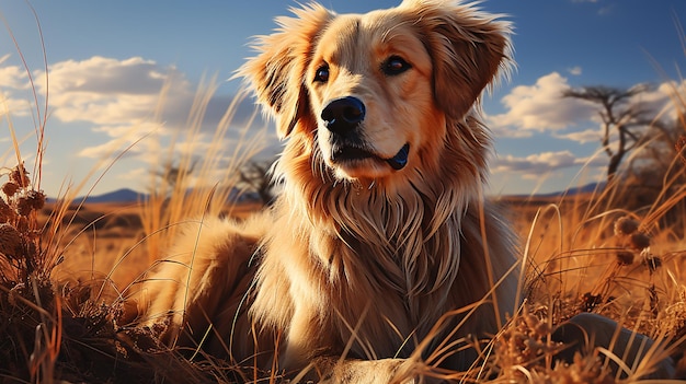 Majestic Companion Image d'un chien majestueux se reposant dans le crépuscule