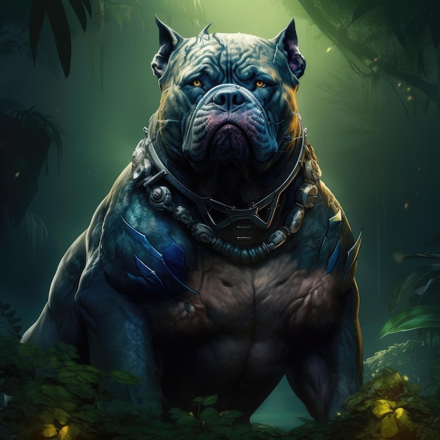 Le Majestic Marvel Hulk Un chien tyran américain anthromorphe avec une peau bleue Avatar roaming t