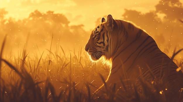 Majestic tigre sauvage jungle luxuriante caméra DSLR objectif téléphoto heure d'or photographie de la faune