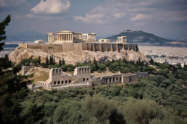 Majestueuse Acropole d'Athènes, vestige du passé glorieux génératif IA