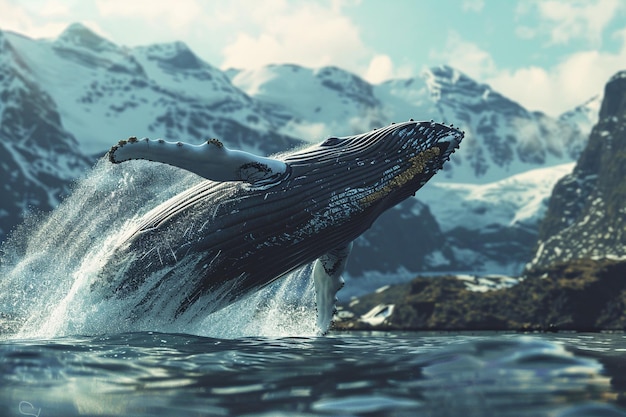 La majestueuse baleine à bosse brise la surface