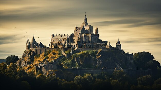 Photo la majestueuse citadelle, le château de béton gris au sommet d'une colline