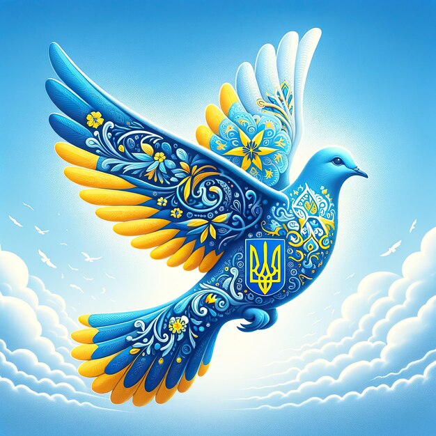La majestueuse colombe bleue de la paix et de l'unité