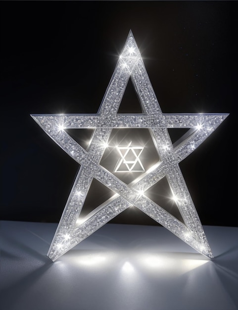 Photo une majestueuse étoile de david fabriquée à partir d'un métal argenté scintillant illuminé par un blanc brillant