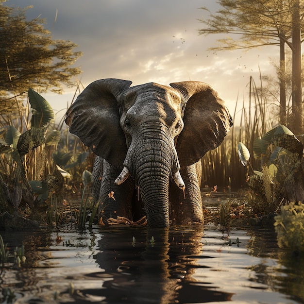 Photo la majestueuse faune se concentre sur l'éléphant sauvage