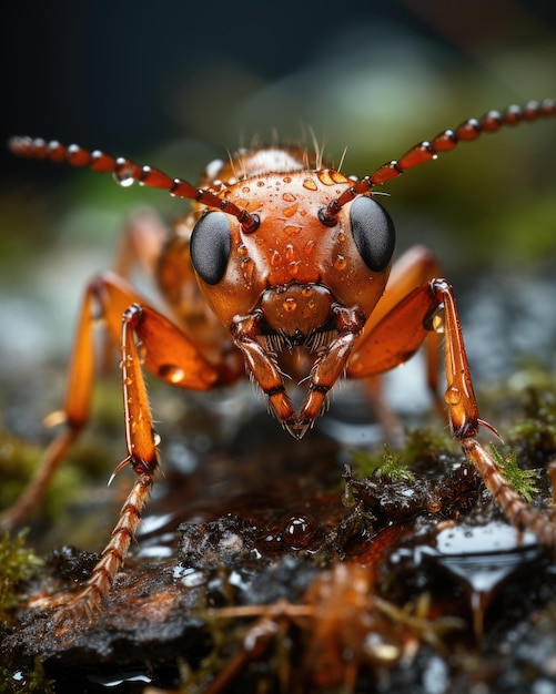 majestueuse fourmi pharaon le matin pluie macro photo