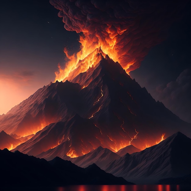 La majestueuse montagne de feu