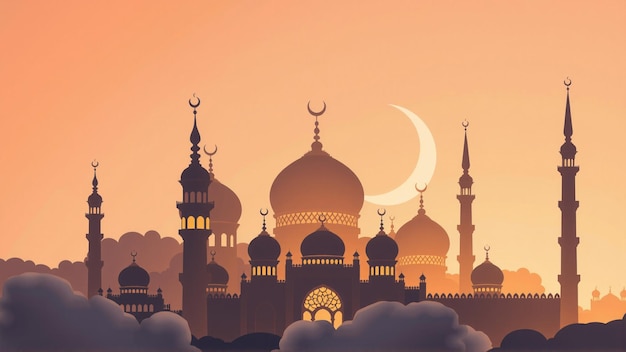 La majestueuse mosquée au coucher du soleil