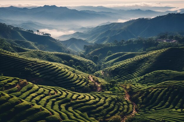 Photo la majestueuse tapisserie un spectacle des collines couvertes de café près de manizales, en colombie