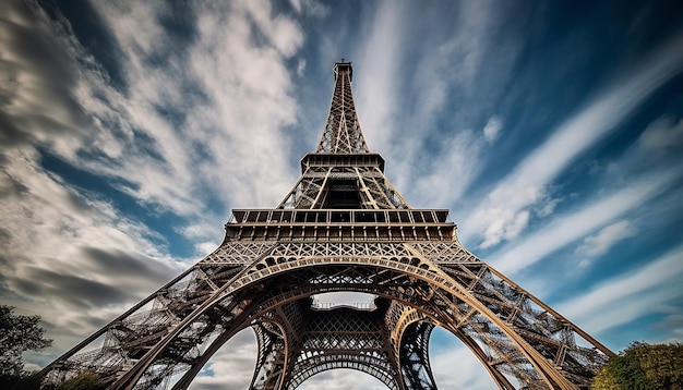 La majestueuse tour Eiffel se dresse à Paris générée par l'IA