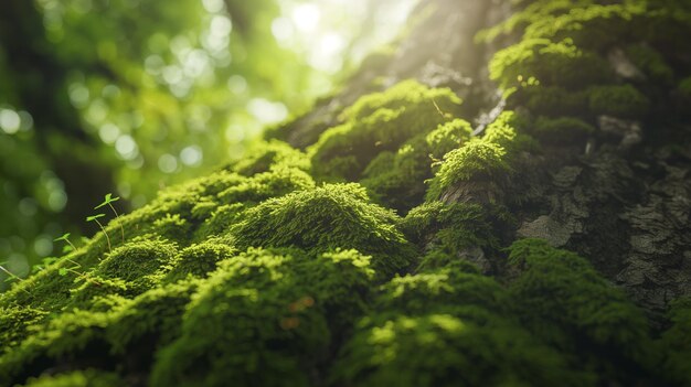 Le majestueux chêne enchanteur La lumière du soleil filtre à travers l'ancienne canopée des arbres