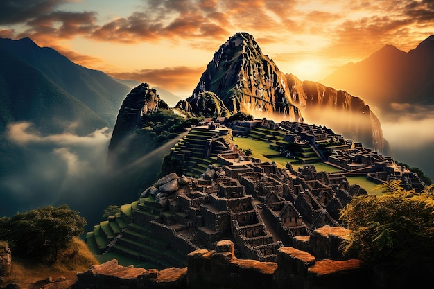 Majestueux Machu Picchu à l'aube