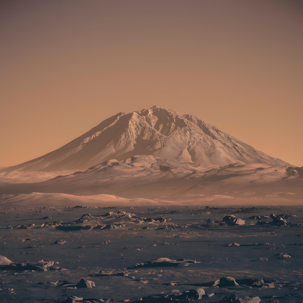 Photo le majestueux olympus mons s'élève de la surface de mars pour les médias sociaux