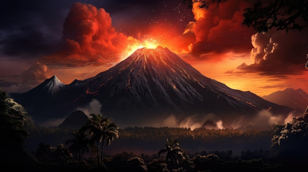 Un majestueux paysage volcanique en Indonésie