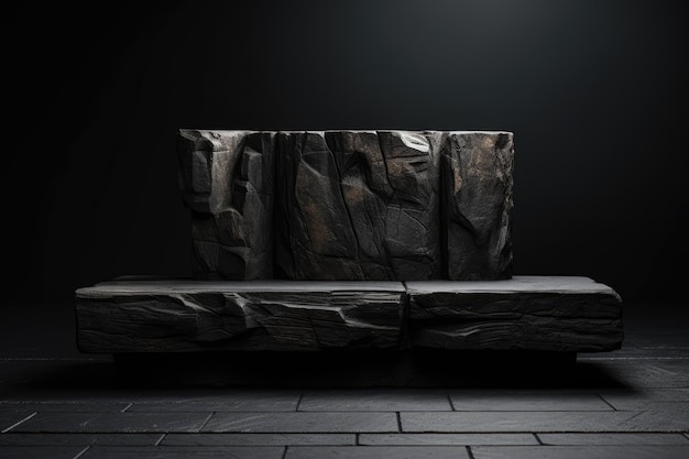 Le majestueux podium en pierre se démarque sur un fond noir sombre